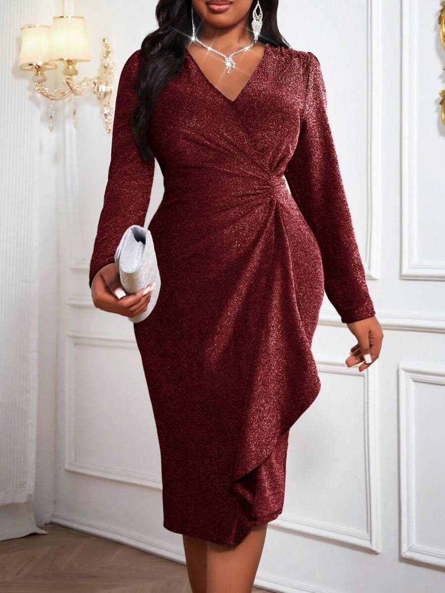 Fluwelen elegante rode jurk L