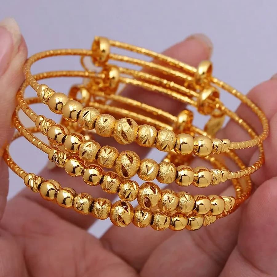 2 stuks klassieke verstelbare 24k vergulde kralenarmband