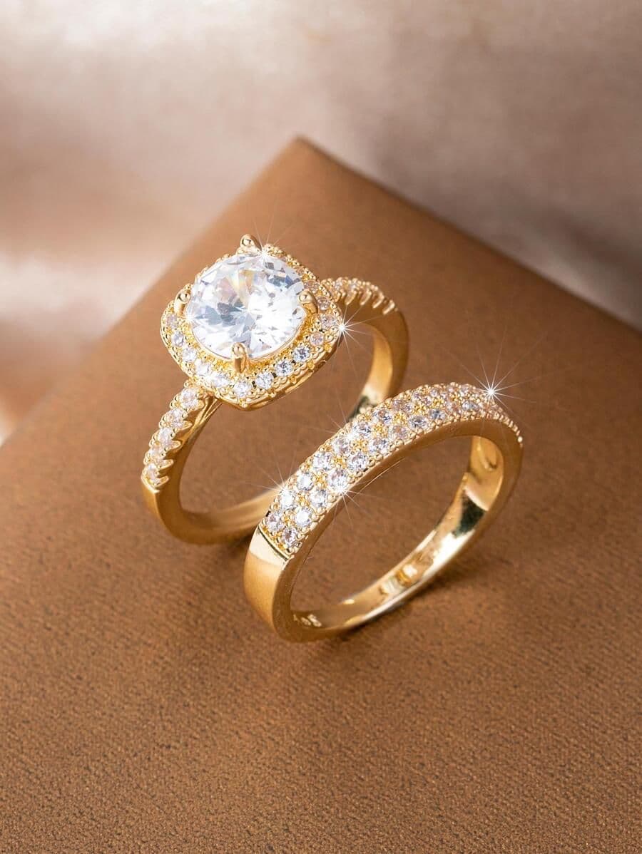 2 stuks dames luxe vierkante kristallen