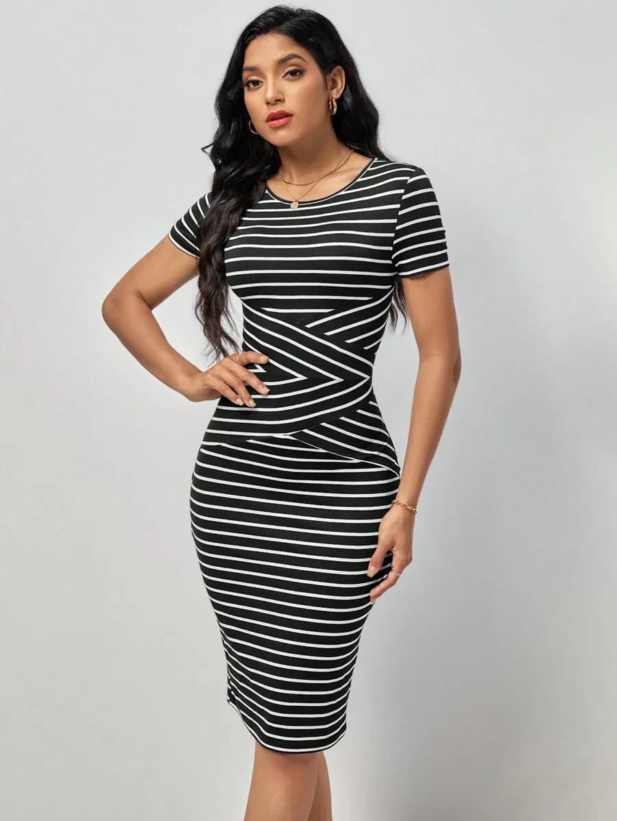 Clasi bodycon-jurk met gestreepte print