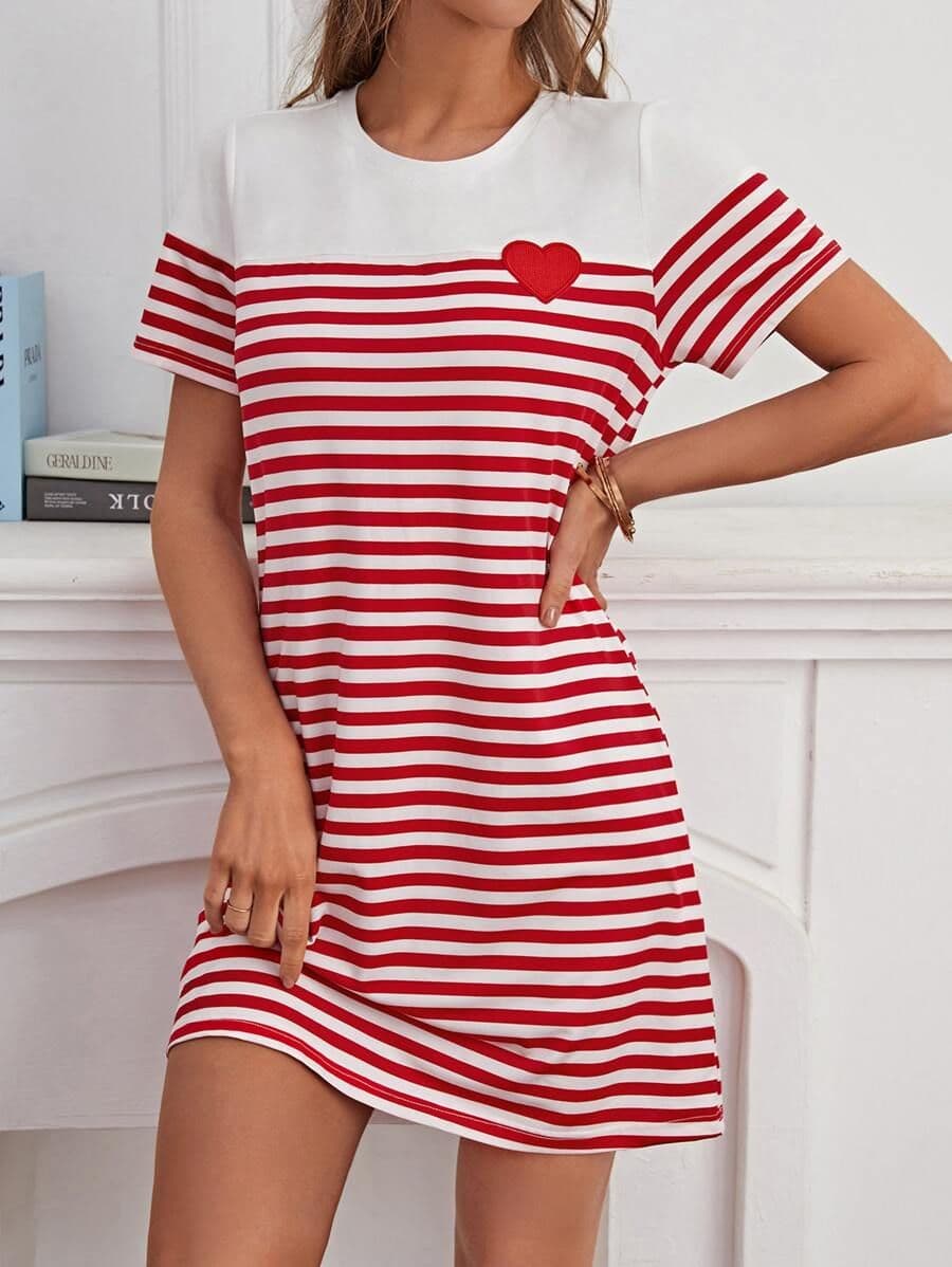 Shirtjurk met strepen en hartprint M