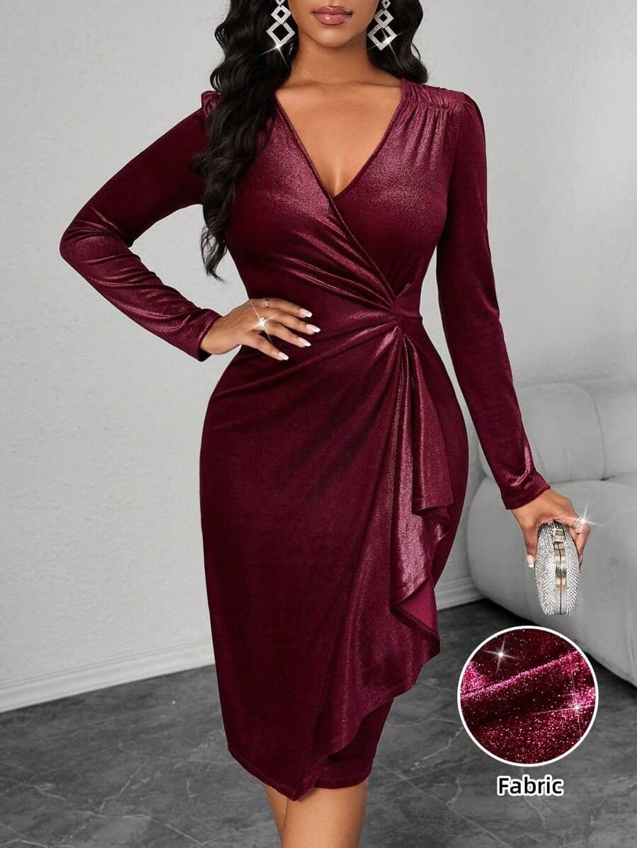 Fluwelen elegante rode jurk M