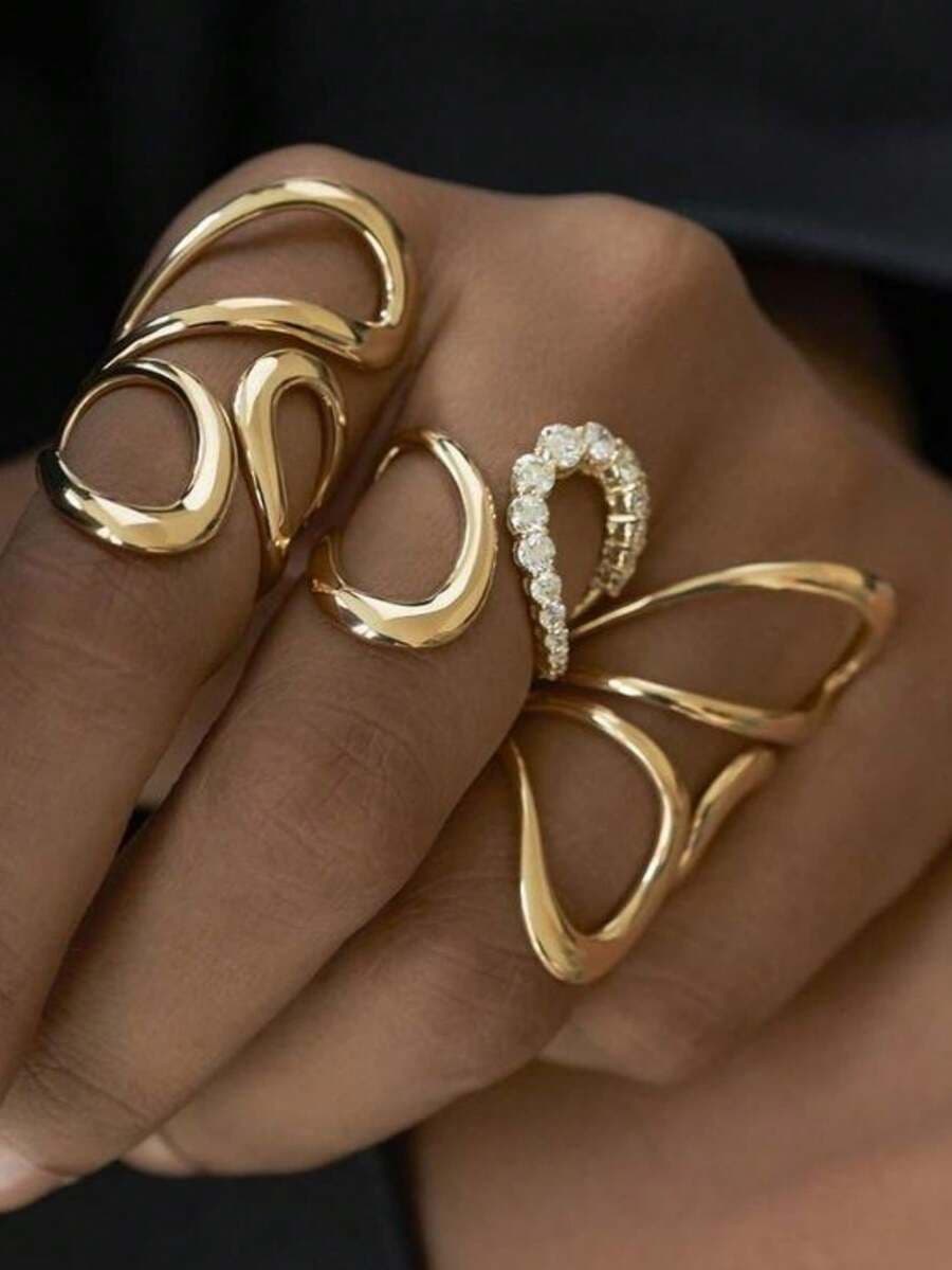 3-delige modieuze strass ringen