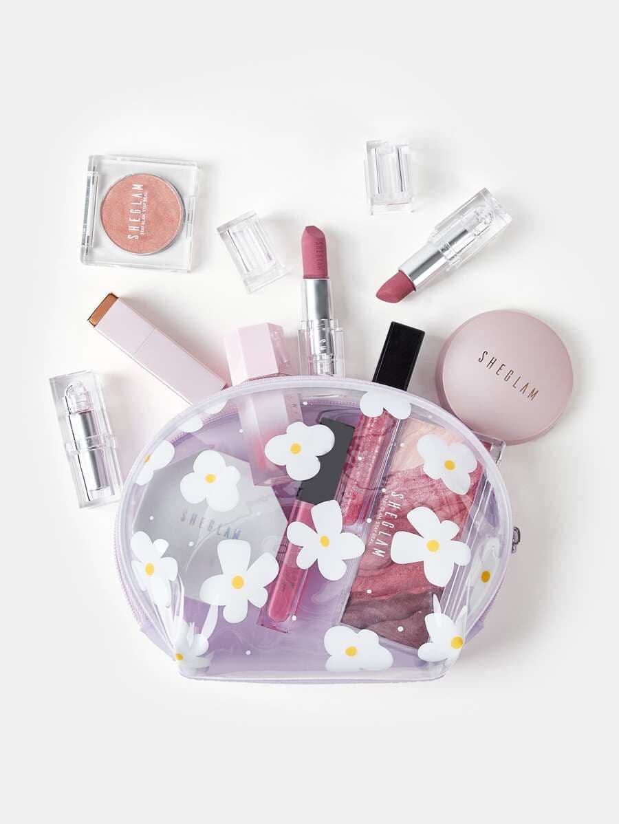 1 st willekeurige kleur bloemenpatroon make-up tas