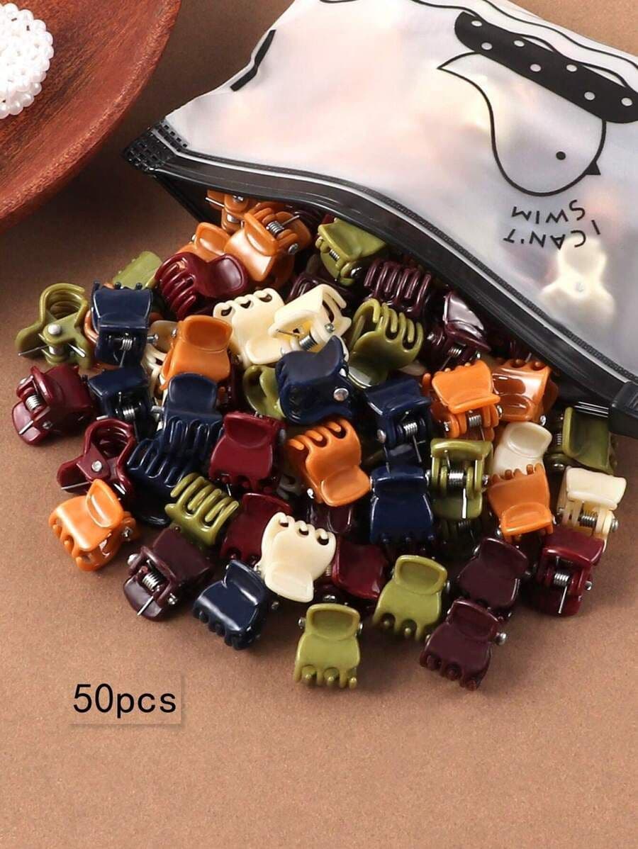 50 stks/set morandi tone mini haarklauwclip (willekeurige