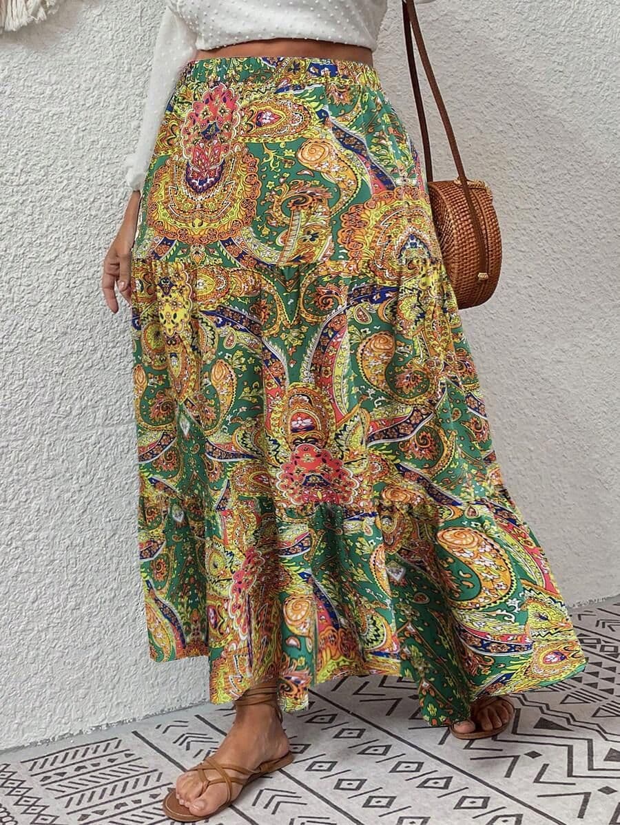 Bloemen print rok 1XL